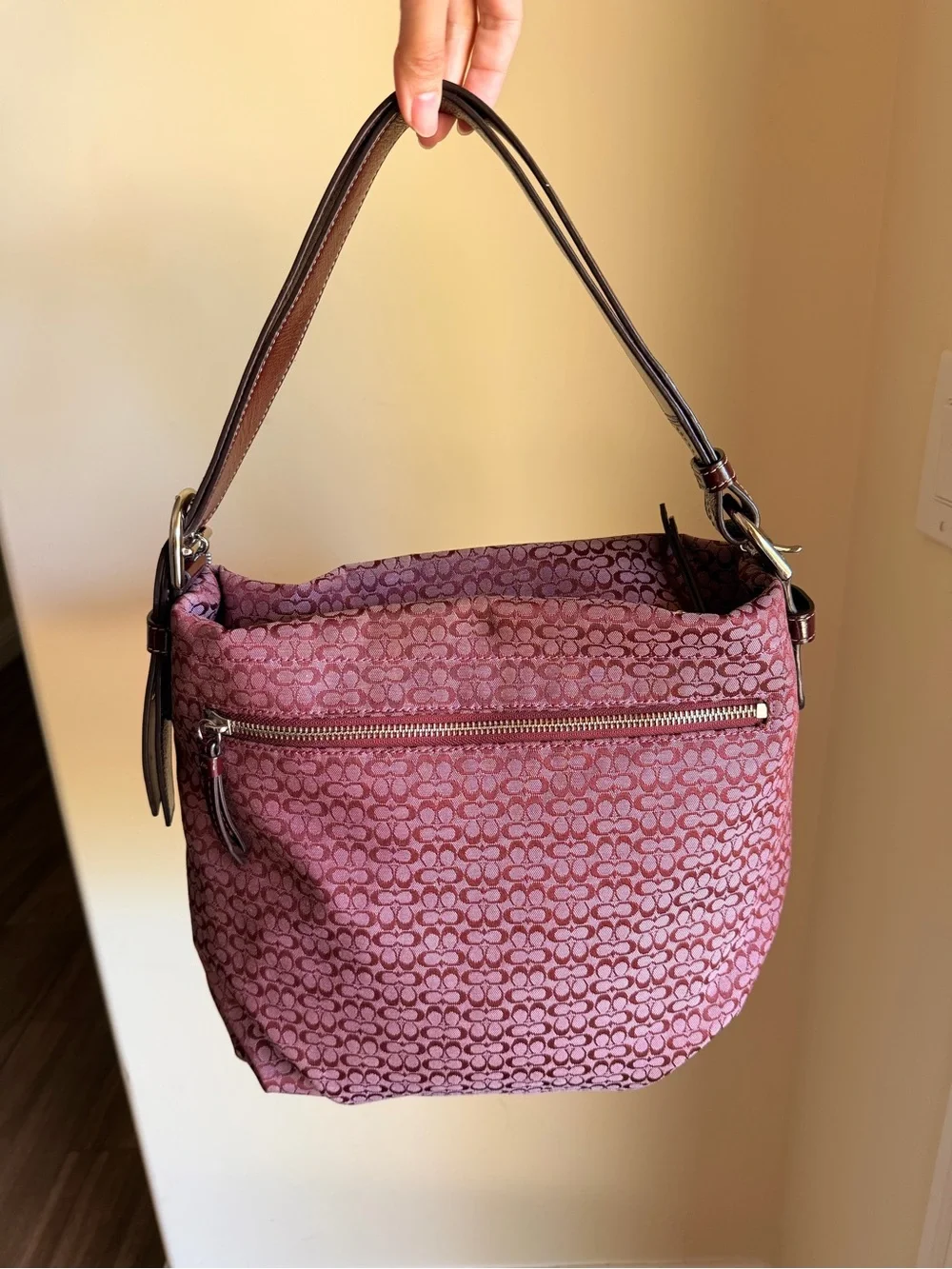 RARE Coach Signature Convertible Duffle bag Burgundy/Plum/Wine colored EUC